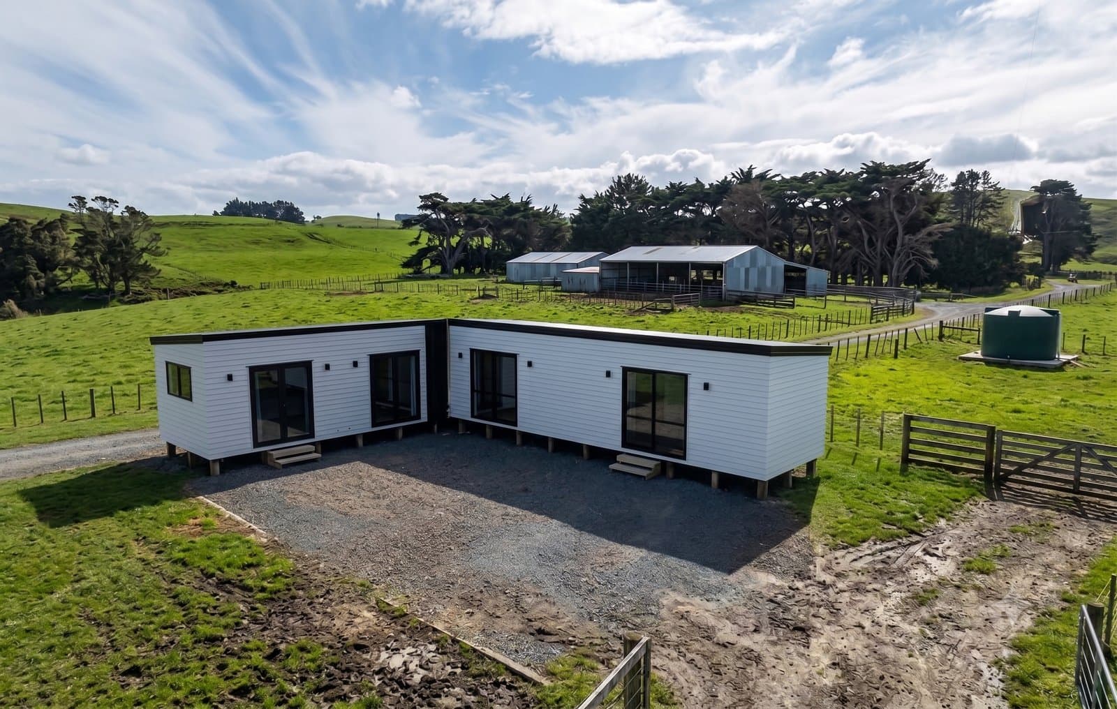 Two cabins delivered to a Waikato farm for worker housing
