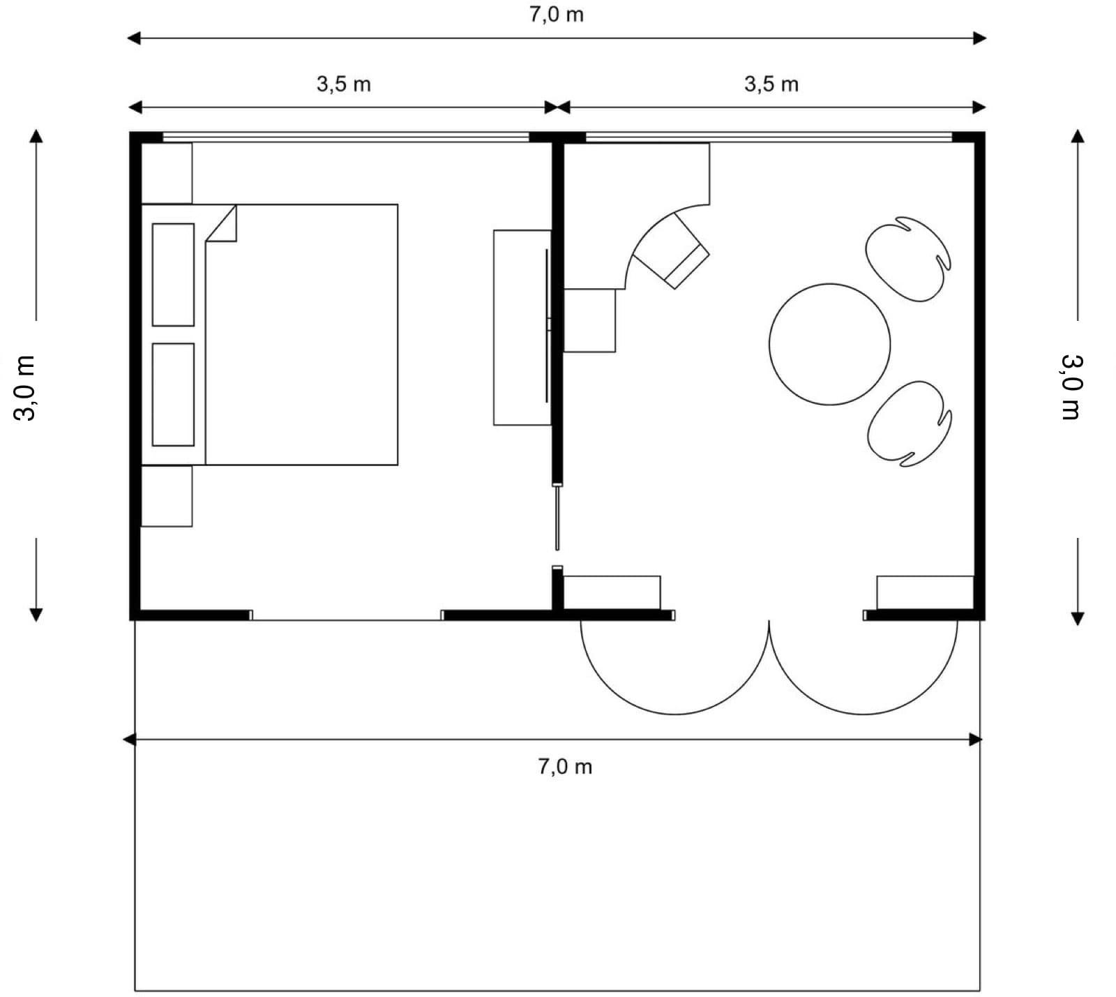7×3 Twin Cabin floor plan